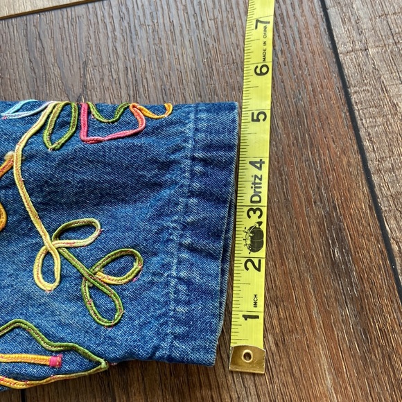 Tantrums Embroidered Floral Denim Jacket Vintage Size S - Picture 8 of 11